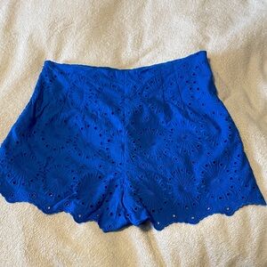 Zara Royal Blue Eyelet High Waist Shorts